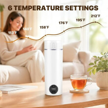 Portabler Elektrischer Wasserkocher für Reisen, 6 Voreingestellte Temperaturen, Plug-in Warmhaltefunktion, 15 OZ Kleiner Wasserkocher für Hotel,