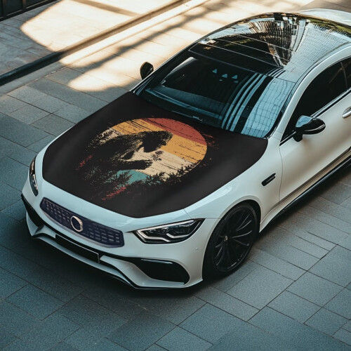 Forest Gorilla Car Hood Cover Polyester Elastic Fit 1