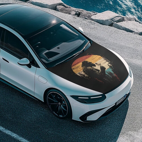 Forest Gorilla Car Hood Cover Polyester Elastic Fit 2