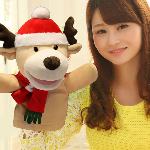 Soft Christmas reindeer hand puppet for kids 1 piece 1