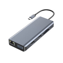 USB-C Hub 12-in-1 Docking Station, 4K -Compatible VGA Gigabit Ethernet, PD 100W, /TF Card Reader, USB 3.0 Adapter