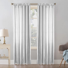 Beige Faux Silk Blackout Curtains 39.37 x 98.43 in