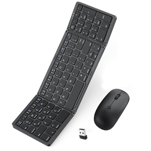 Bluetooth Wireless Keyboard and Mouse Set Tri-Fold Silent