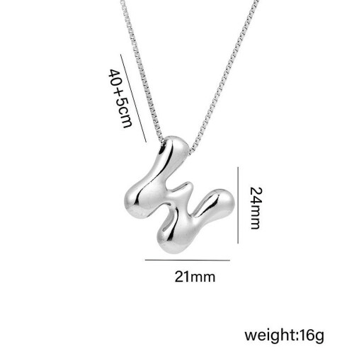 Bubble Letter Necklace Silver Gold Initial Pendant 1