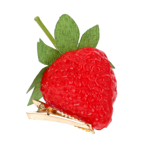 Strawberry-shaped plastic hair clip red 1 pack