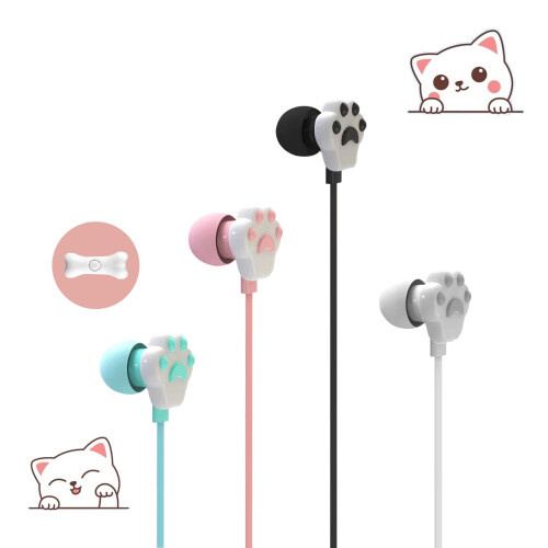 Cat-Shaped Wired Earbuds with Mic, Noise-Isolating, Heavy 1