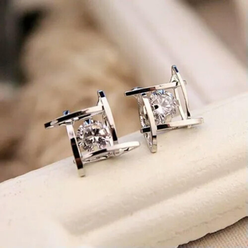 925 Silver Stud Earrings with Cubic Zirconia A Pair