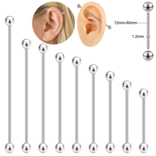 Stainless Steel Industrial Barbell Piercing 45mm 1