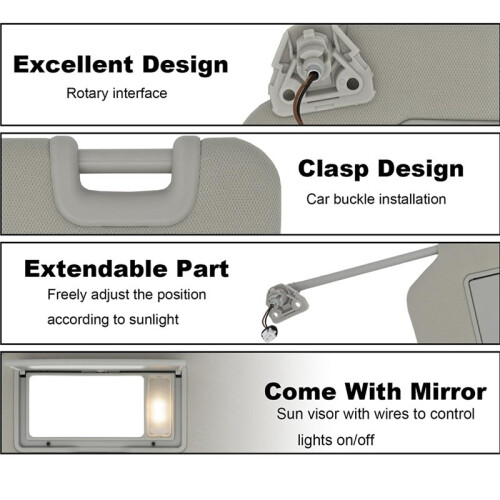 Visor Solar com Luz para  Titan 2004-2024 QX56  2004-2014 Esquerdo 96401-EZ70B 1