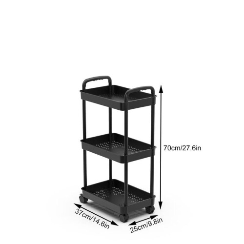 Rolling Plastic Storage Cart 3-Tier or 4-Tier White Black