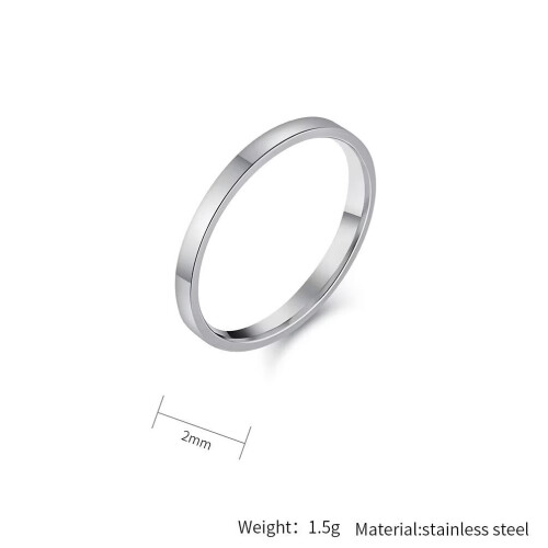 Stainless Steel Minimalist Ring Silver Size 6 1