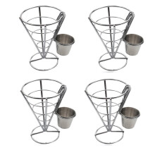 4 PièCes Frites Support CôNe Panier Porte-Frites avec Trempette Dishe CôNe Collation Poulet Frit PréSentoir éTagèRes Alimentaires Bol