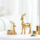 Gold Reindeer Christmas Decor Set Resin 2 pcs 7