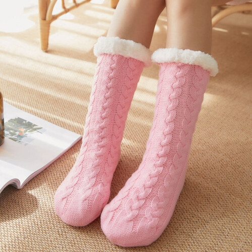 Women's Slipper Socks with Grippers and Sherpa Lining 1
