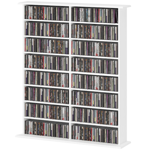 16-Compartment Media Shelf- White 1