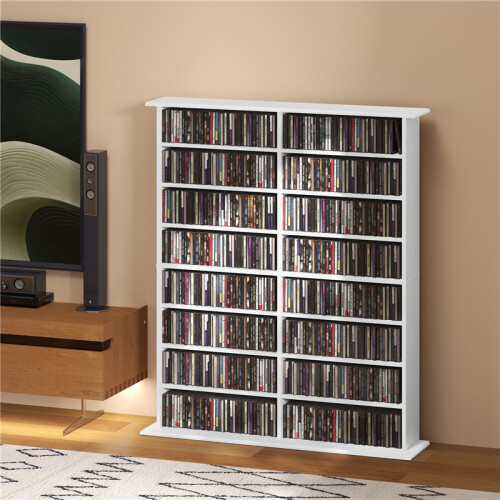 16-Compartment Media Shelf- White 2