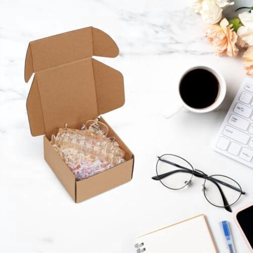 Brown Shipping Boxes 4x4x2 inch 40-Pack Tab Lock Tuck Top 2