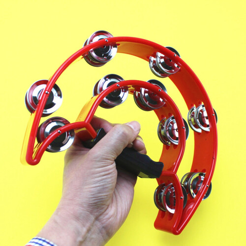 Half Moon Tambourine Double Metal Percussion with Ergonomic 2