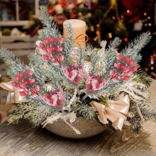 White Glitter Christmas Picks Frosted Branches 12 pcs