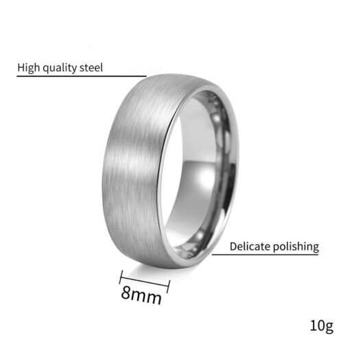 Stainless Steel Arc Ring Silver Size 9 1