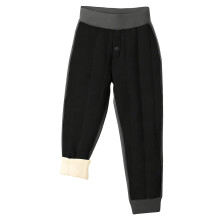 Kids Black Fleece-Lined Sherpa Tights Warm Elastic Waist