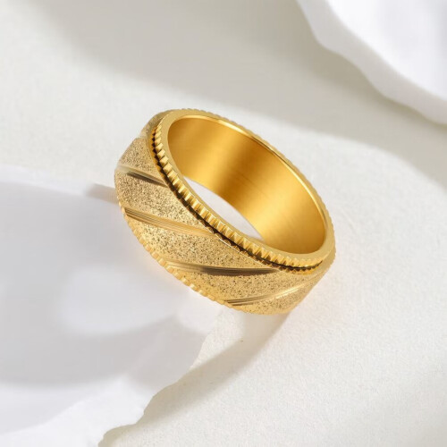 Stainless Steel Rotatable Matte Ring Gold Size 12 1