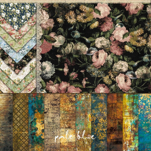 Scrapbook Background Paper Floral Distressed Pink Red Rose 1