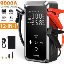 9000A Car Jump Starter Air Compressor Pack Booster USB LED Power Bank Battery
