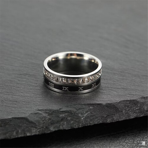 Stainless Steel Roman Numeral Rotatable Ring Silver Size 6 1
