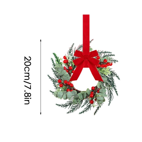 Artificial Christmas Wreath with Red Berries and Ribbon Bow 2