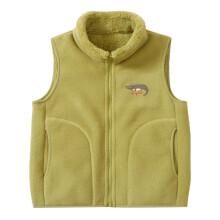 Kids Lime Green Wool Cardigan Vest Fleece-Lined 6Y