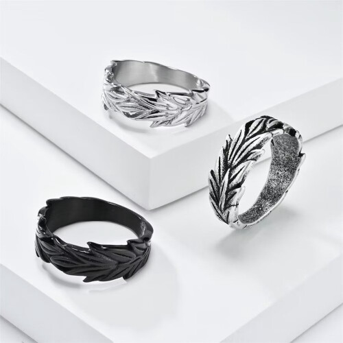 Stainless Steel Wheat Flower Ring Silver Size 12 2