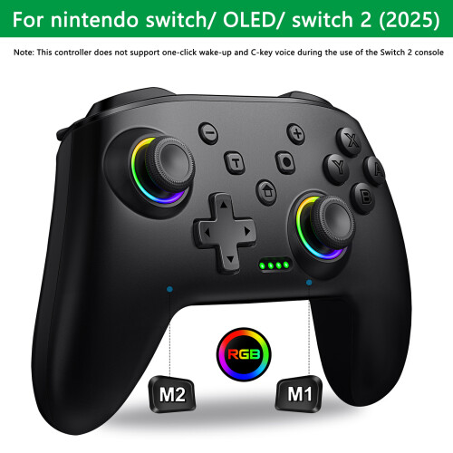 Wireless Bluetooth RGB Controller for Nintendo Switch/Switch OLED/Lite/ Switch 2