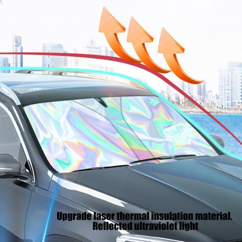 Car Sunshade Front Windshield Foldable Ring Design Red 2