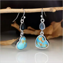 Boho Drop Earrings Women 925 Silver Tourmaline Pair