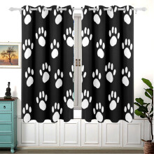 Dog Paws White Blackout Curtains for Sliding Glass Doors 2