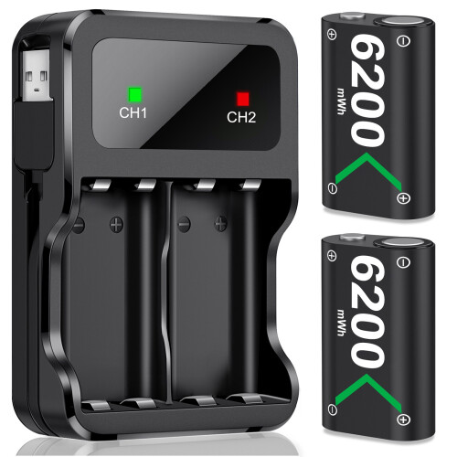 2*6200 mWh Rechargeable Controller Battery Pack for Xbox Series X|S/Xbox One