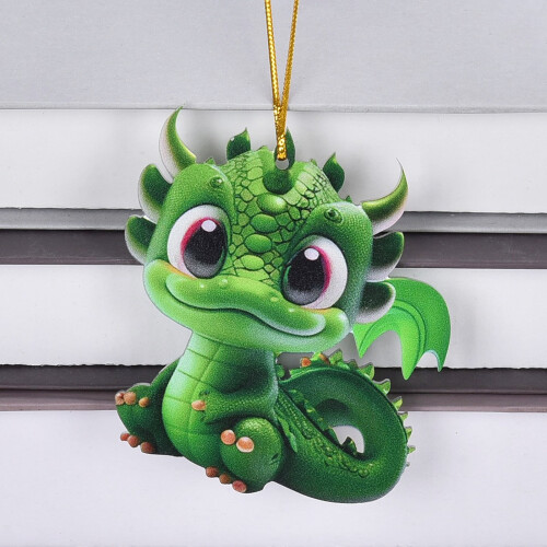 Dragon Statue Ornament Pendant Green 3.14 inch 2