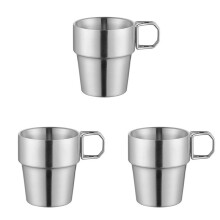3X Tasse en Acier Inoxydable Tasse à Café Empilable Tasse à Eau en Plein Air Tasse à BièRe Tasse de Camping pour Tasse à Café Pique-Nique