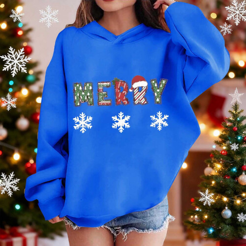 Royal Blue Kids Hooded Pullover Sweatshirt Long Sleeve Size 1