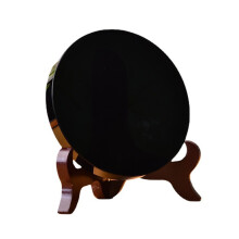 Natural Black Obsidian Scrying Mirror Round Stone with Shelf