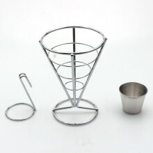 4 Stuks Frieten Stand Kegel Mand Bak Houder met Dip Schotel Kegel Snack Gebakken Kip Display Rack Voedsel Planken Kom