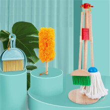 Wooden Cleaning Kit for Kids Imitation Wooden Game Educational and Household Toys for Year Old Boys Girls A