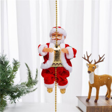 2X PèRe NoëL Escalade Perles ÉLectrique MontéE et Escalade PèRe NoëL avec LumièRe et Musique DéCorations Visage Blanc