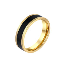 Stainless Steel Two-Tone Enamel Wedding Ring for Men and