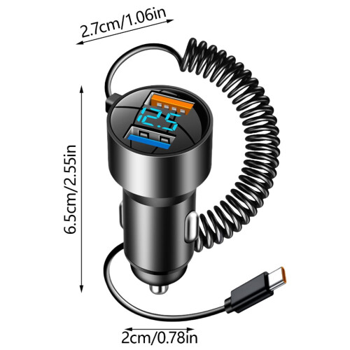 Intelligent Car Charger 2-Port Fast Charging Adapter with 2