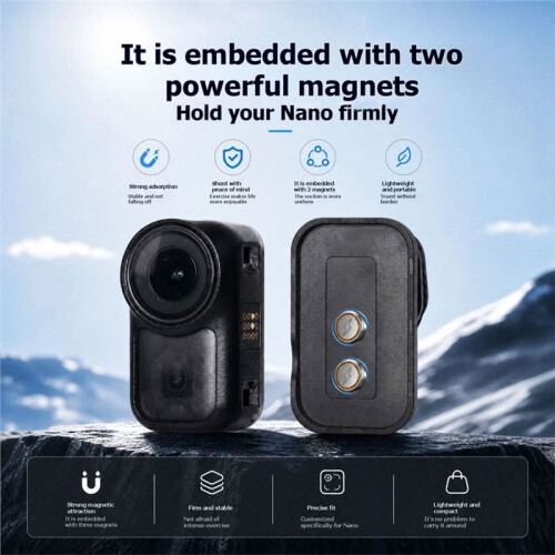 360 Magnetic Backpack Clip for  Osmo  with Wrist Strap Mount Action Camera Hands-Free Holder Kit