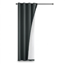 Thermal Blackout Insulation Double-Layer Curtain Grey 245x132cm — energy saving drapes, bedroom window dressing