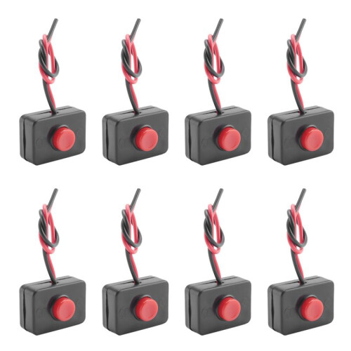 8X  12V2A Adhesive Base Push Button Momentarily Action Wired  for Automobiles