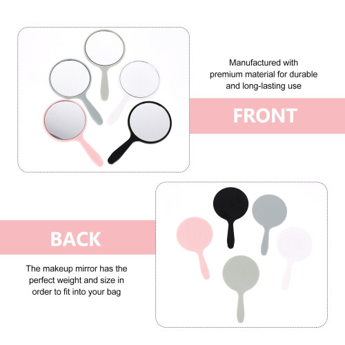Round Handheld Mirror with Long Handle 5 pcs 2